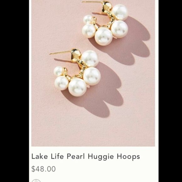 Elegant Gold and Pearl Huggie Hoops - Picture 1 of 1